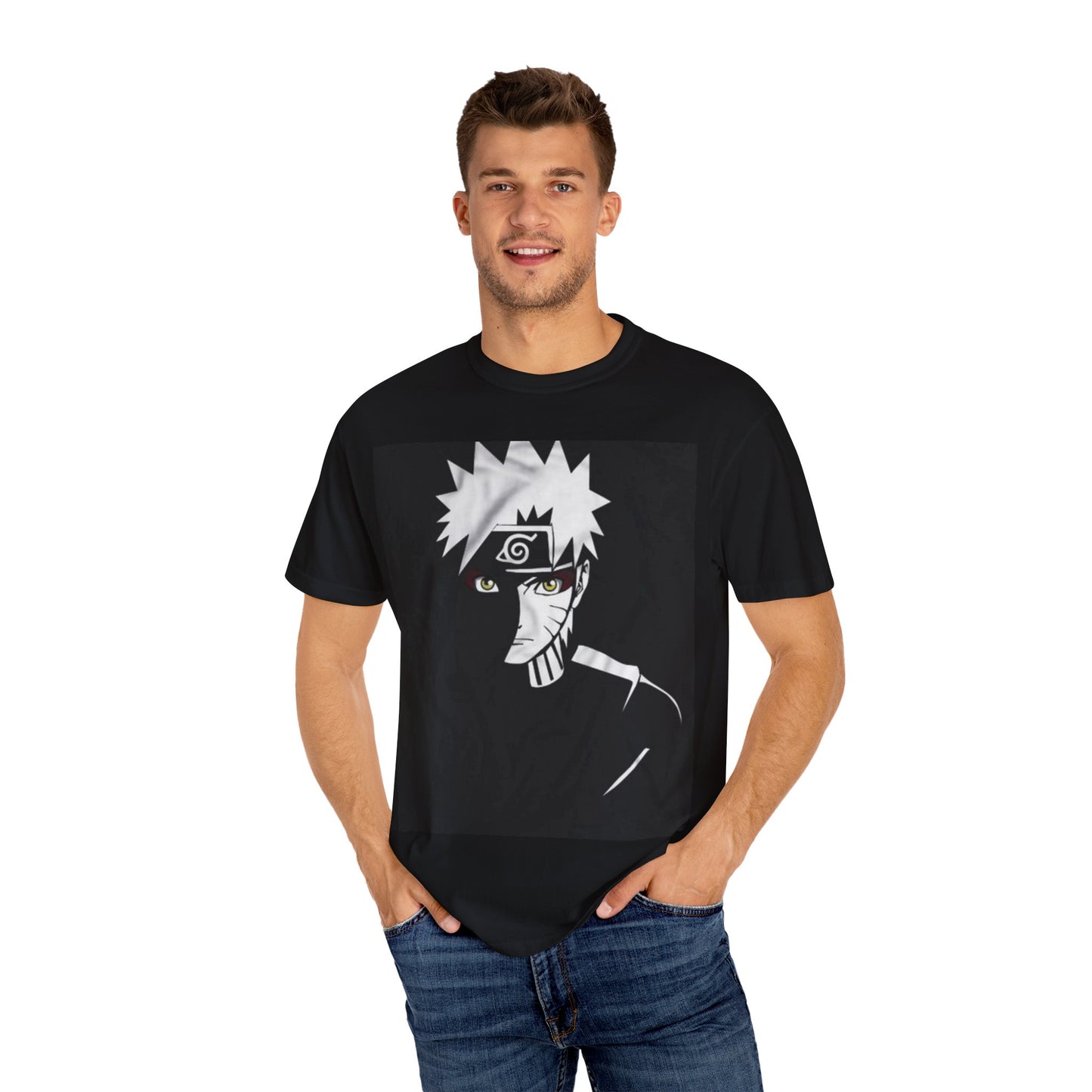 Naruto-Inspired Unisex Garment-Dyed T-shirt, Anime Merch, Casual Wear, Gift for Fans, Manga T-shirt, Geek Style Clothing